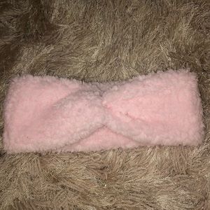 Pink Sherpa twist headband